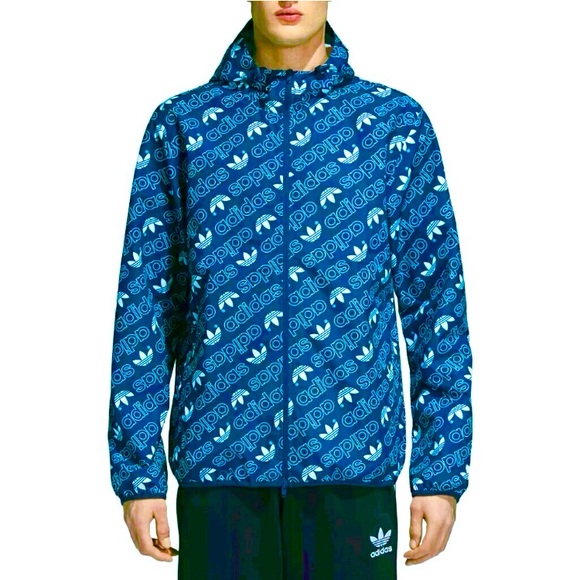 ADIDAS 💙 Trefoil Logo Hooded Windbreaker - Picture 2 of 9